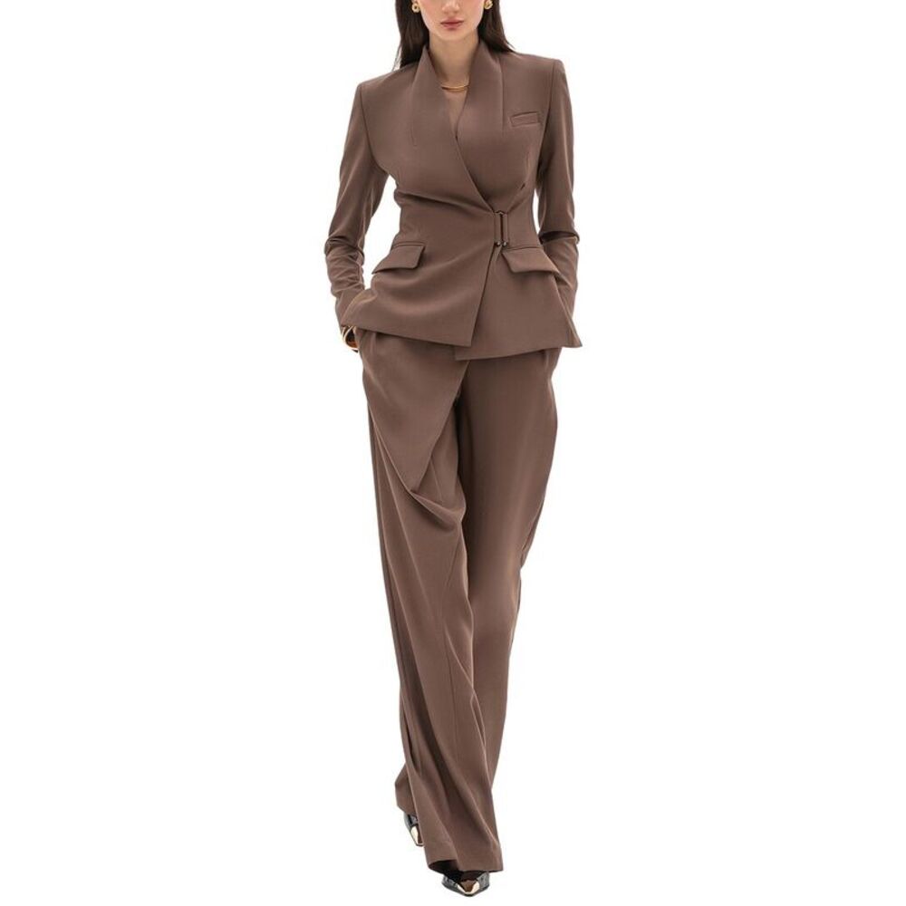 Bgl Womens 2Pc Jacket & Pant Set, Brown